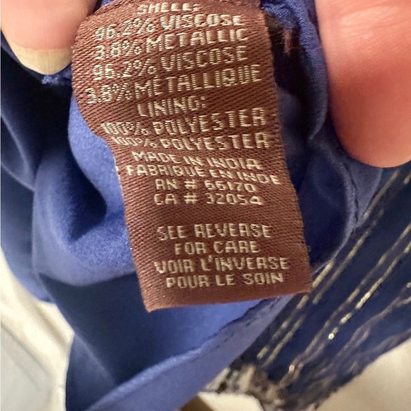 Anthropologie Ranna Gill Blue Flowy beaded top gold sz Small halter - Picture 5 of 7